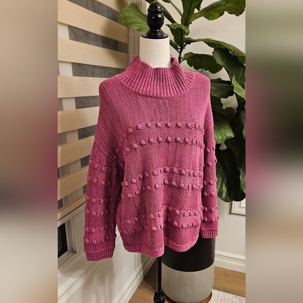 NIC+ZOE Raspberry Cowl Neck Sweater